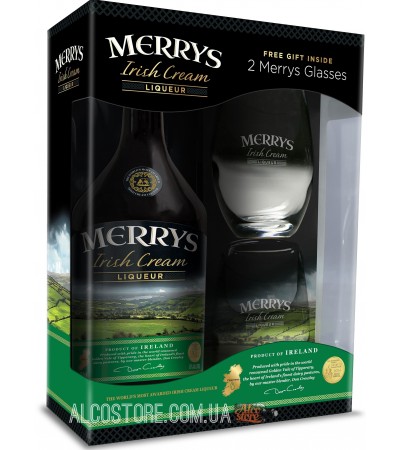 Ликер Merrys Irish Cream + 2 бокала 0,7л