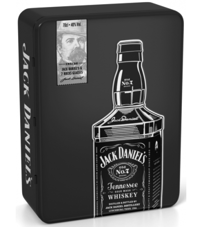 Виски Jack Daniel's в металлической коробке с 2-мя бокалами 0,7л